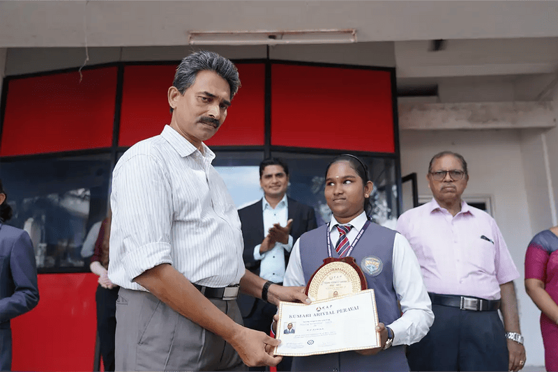 Young Scientist receiving her award